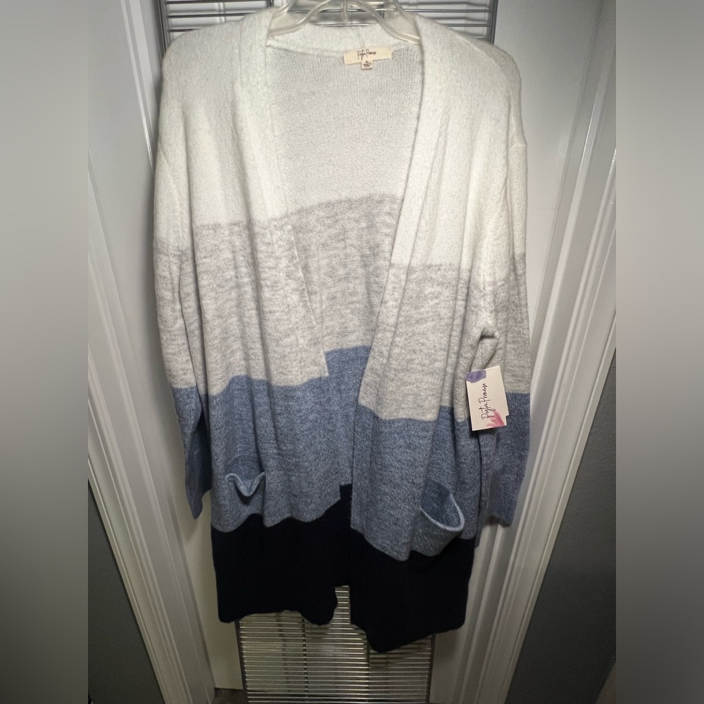Color blocking cardigan with pockets